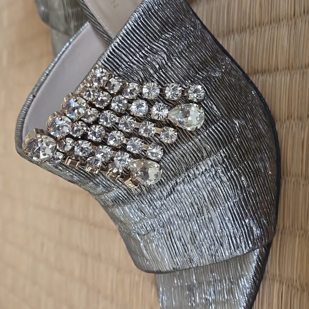 Stuart Weitzman Gold Lame (Lah May) Slides W/ Rhi… - image 4